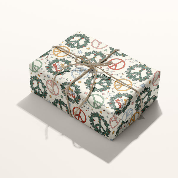 Peace Sign Wreaths Wrapping Paper