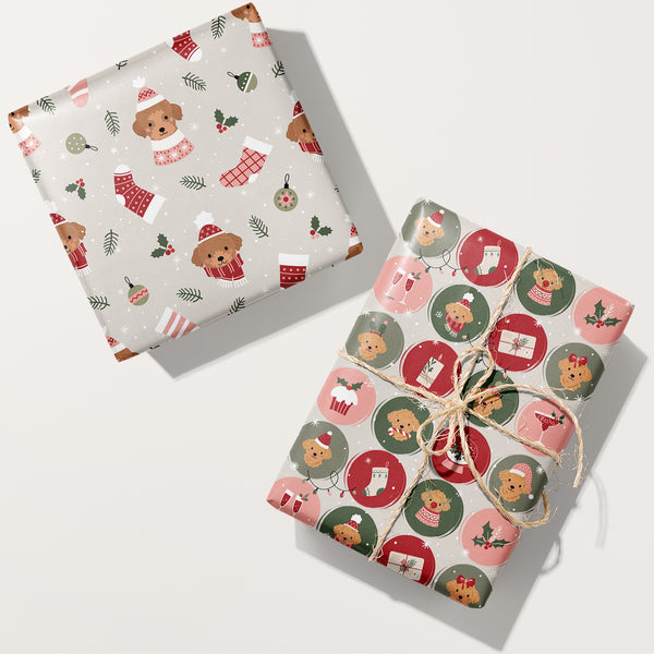 Golden Doodle Ornaments Wrapping Paper