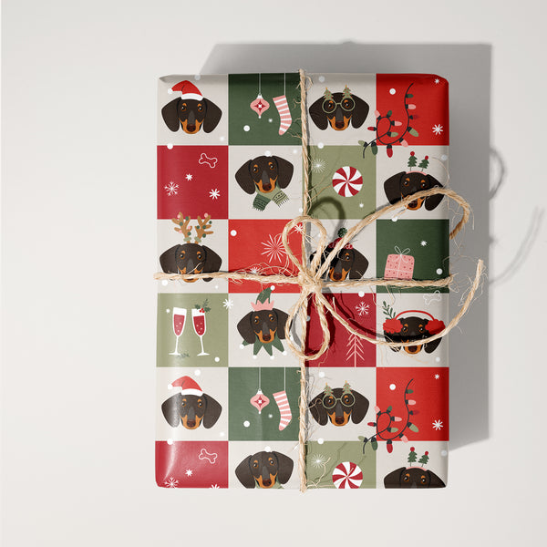 Dachshund Checkered Wrapping Paper
