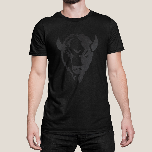 Black on Black Buffalo Head T-Shirt