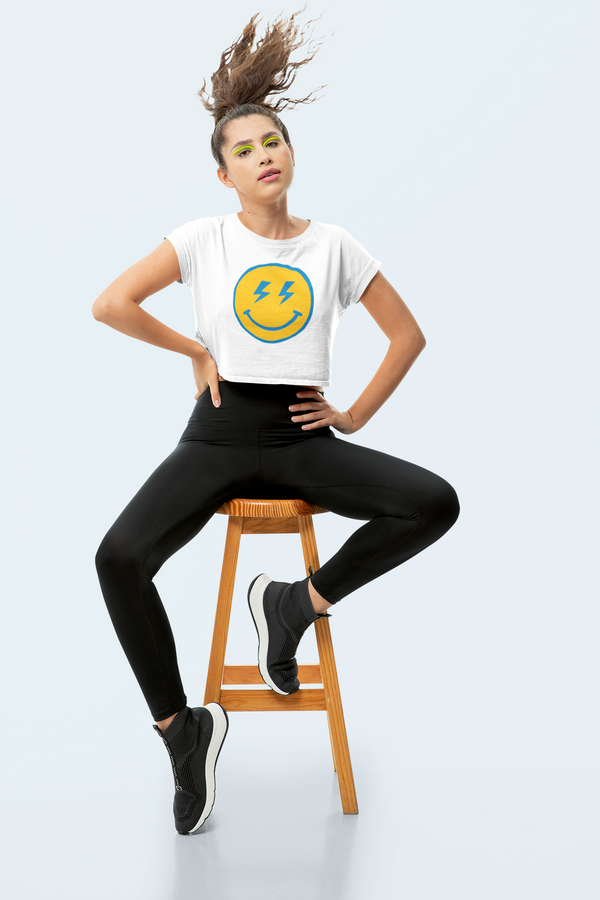 Chargers Retro Smiley Face Champion Cropped Shirt