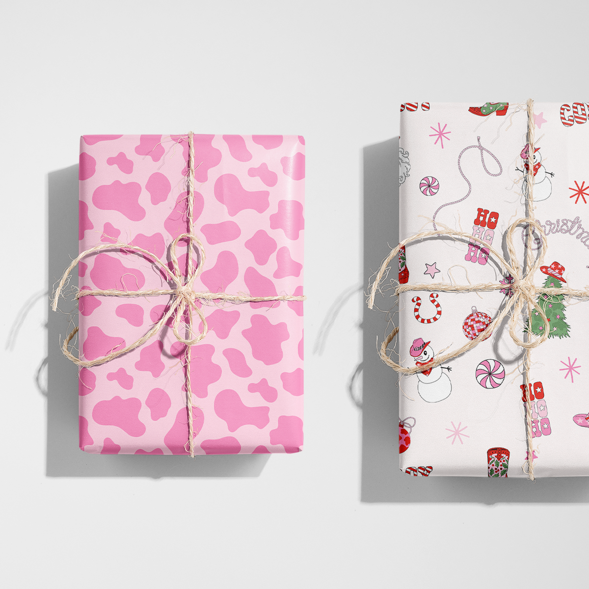 Pink Cow Print Wrapping Paper