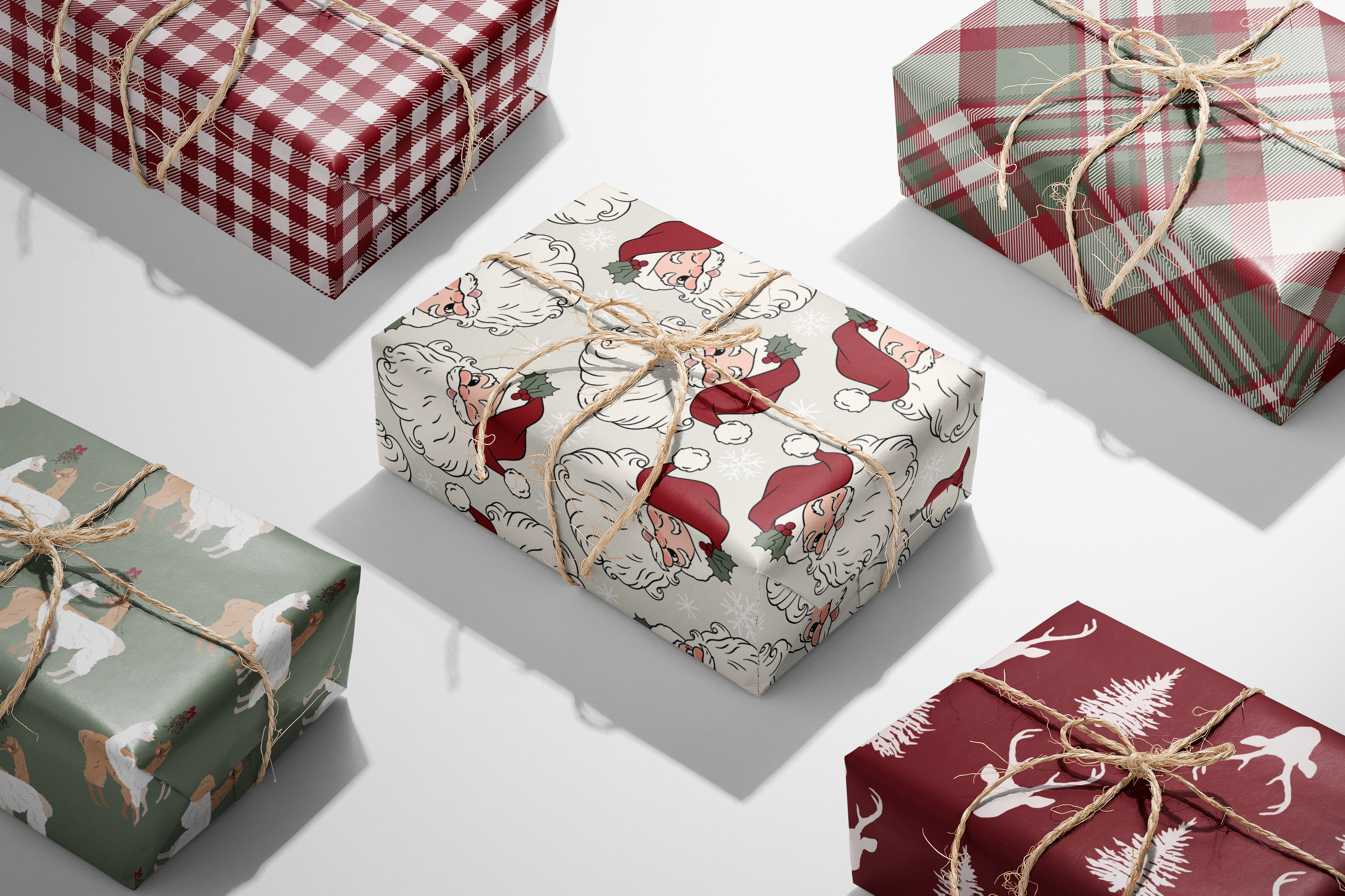 Winking Santa Pattern Wrapping Paper