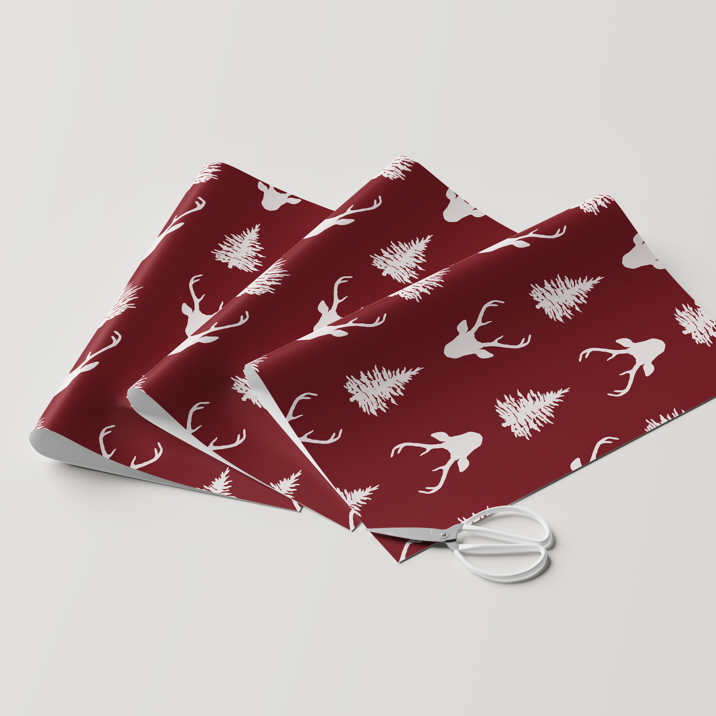 Deer and Christmas Trees Wrapping Paper