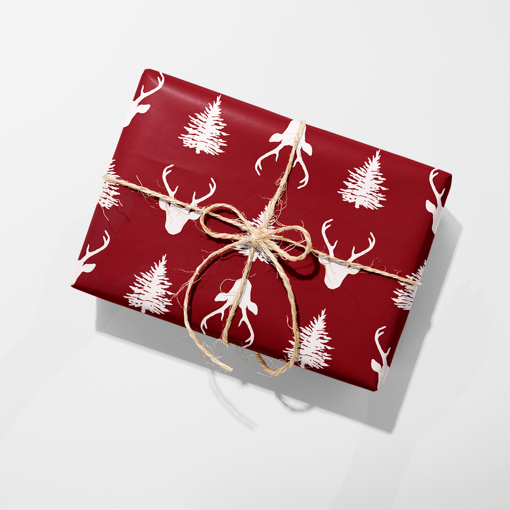 Deer and Christmas Trees Wrapping Paper