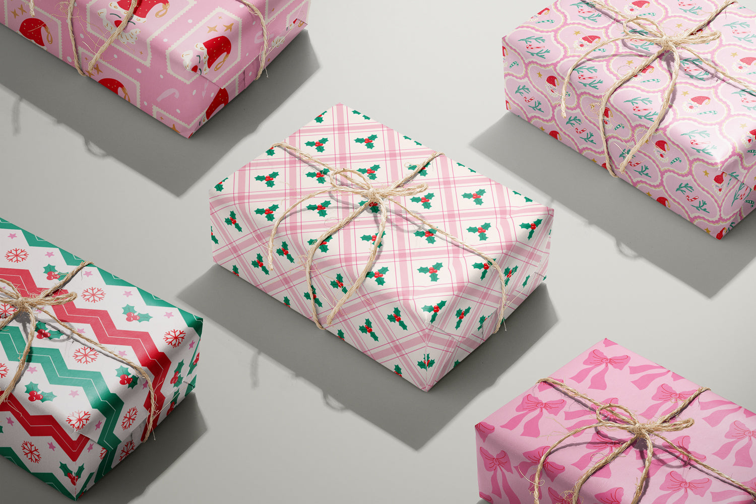 Gingham Mistletoe Wrapping Paper