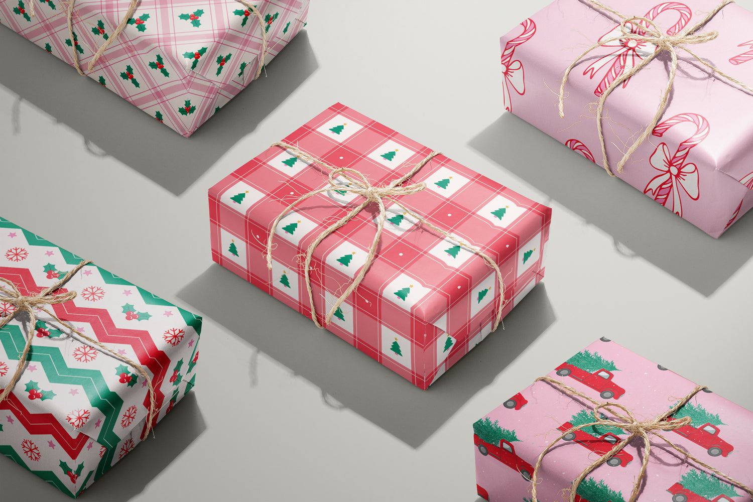 Gingham Mistletoe Wrapping Paper
