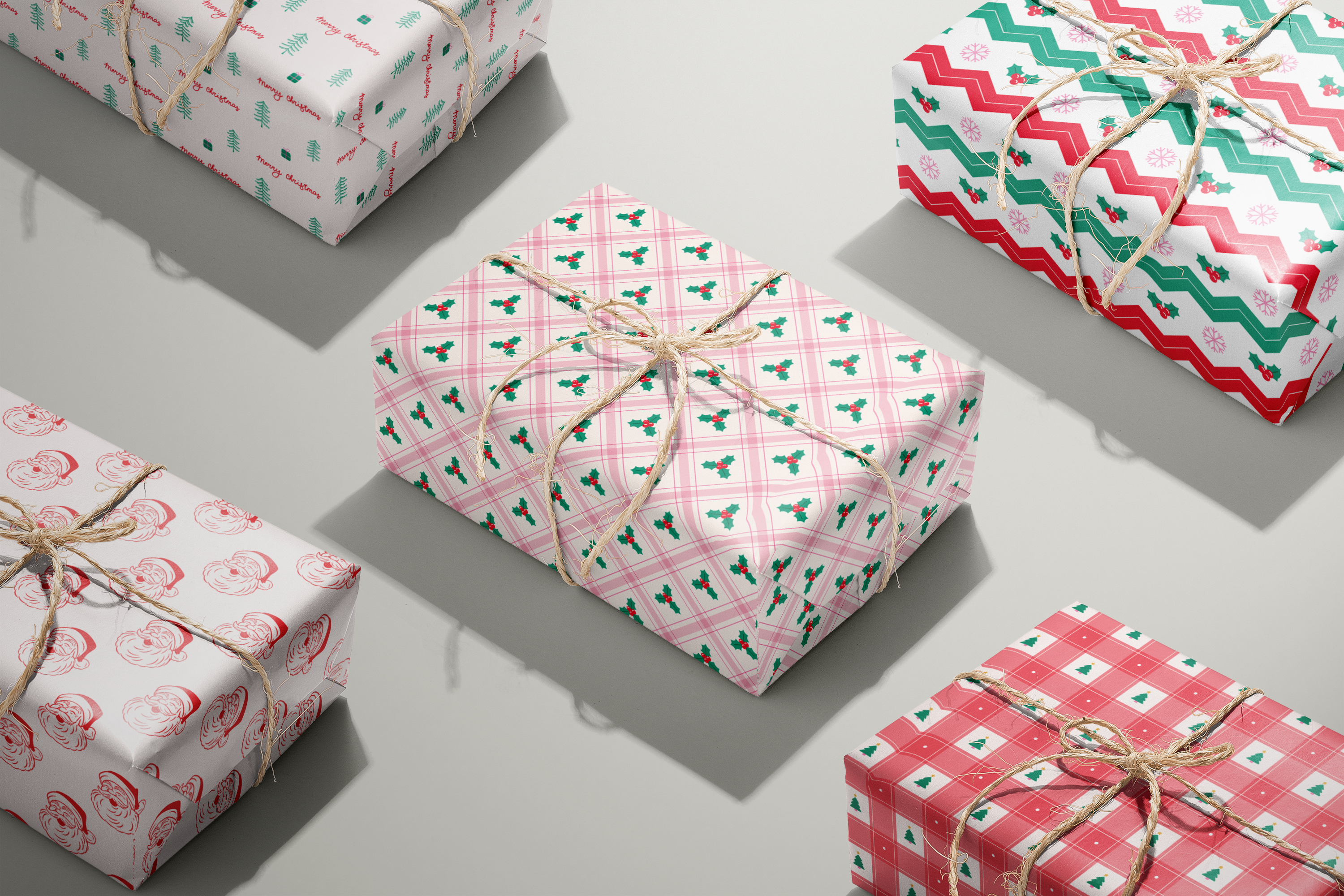 Gingham Mistletoe Wrapping Paper