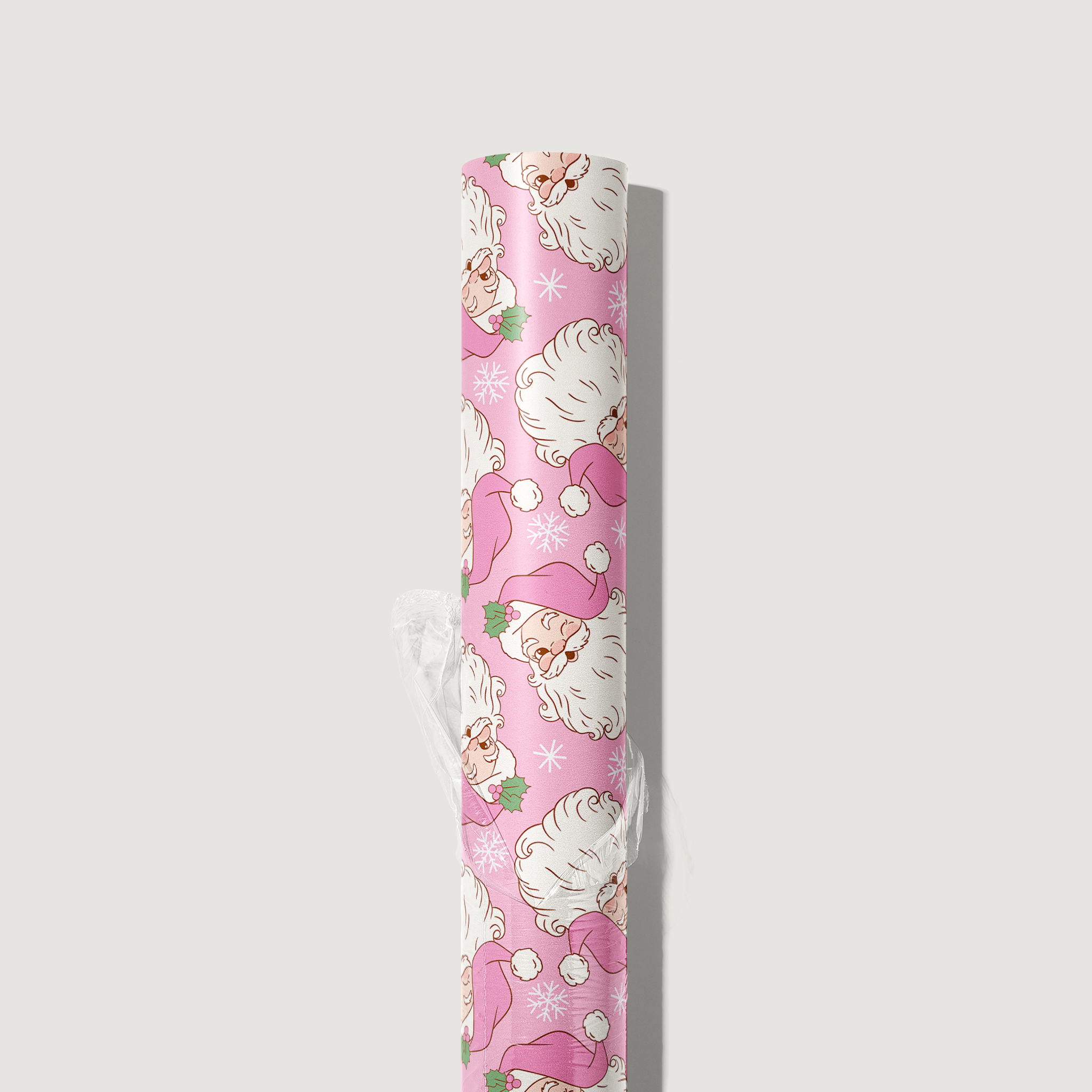 Pink Winking Santas Wrapping Paper