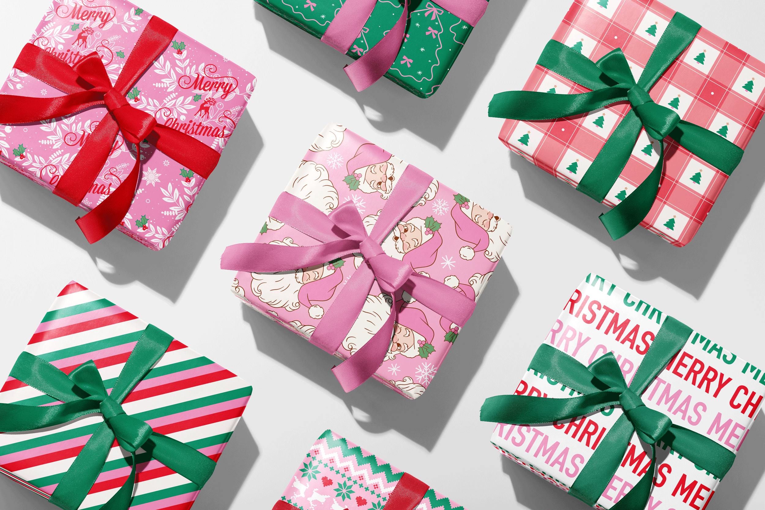 Candy Cane Bows Wrapping Paper