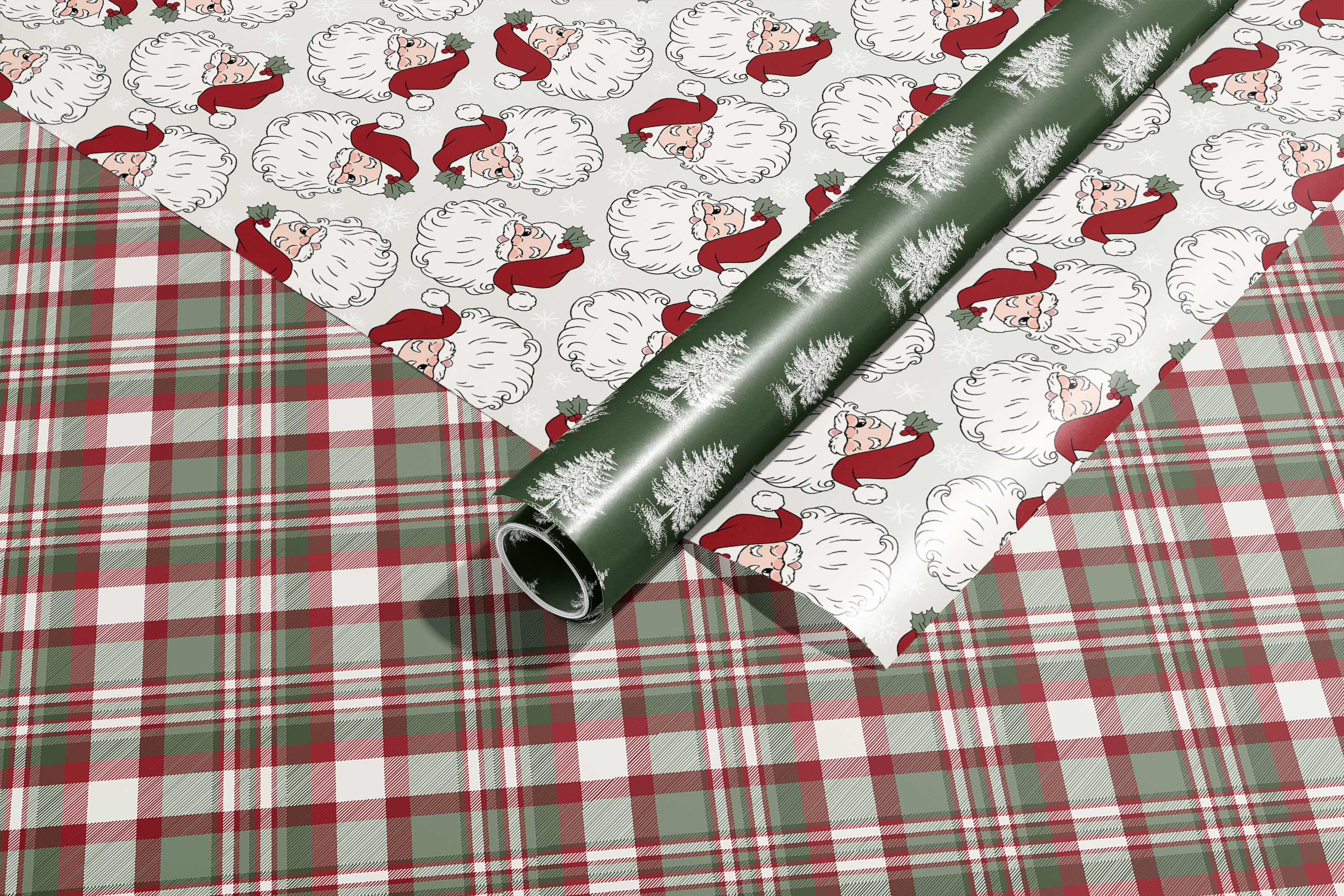 Green and Red Flannel Wrapping Paper