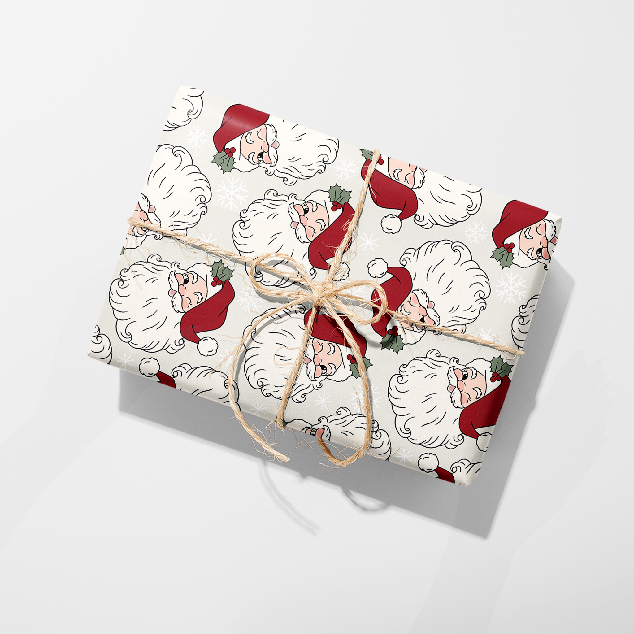 Winking Santa Pattern Wrapping Paper