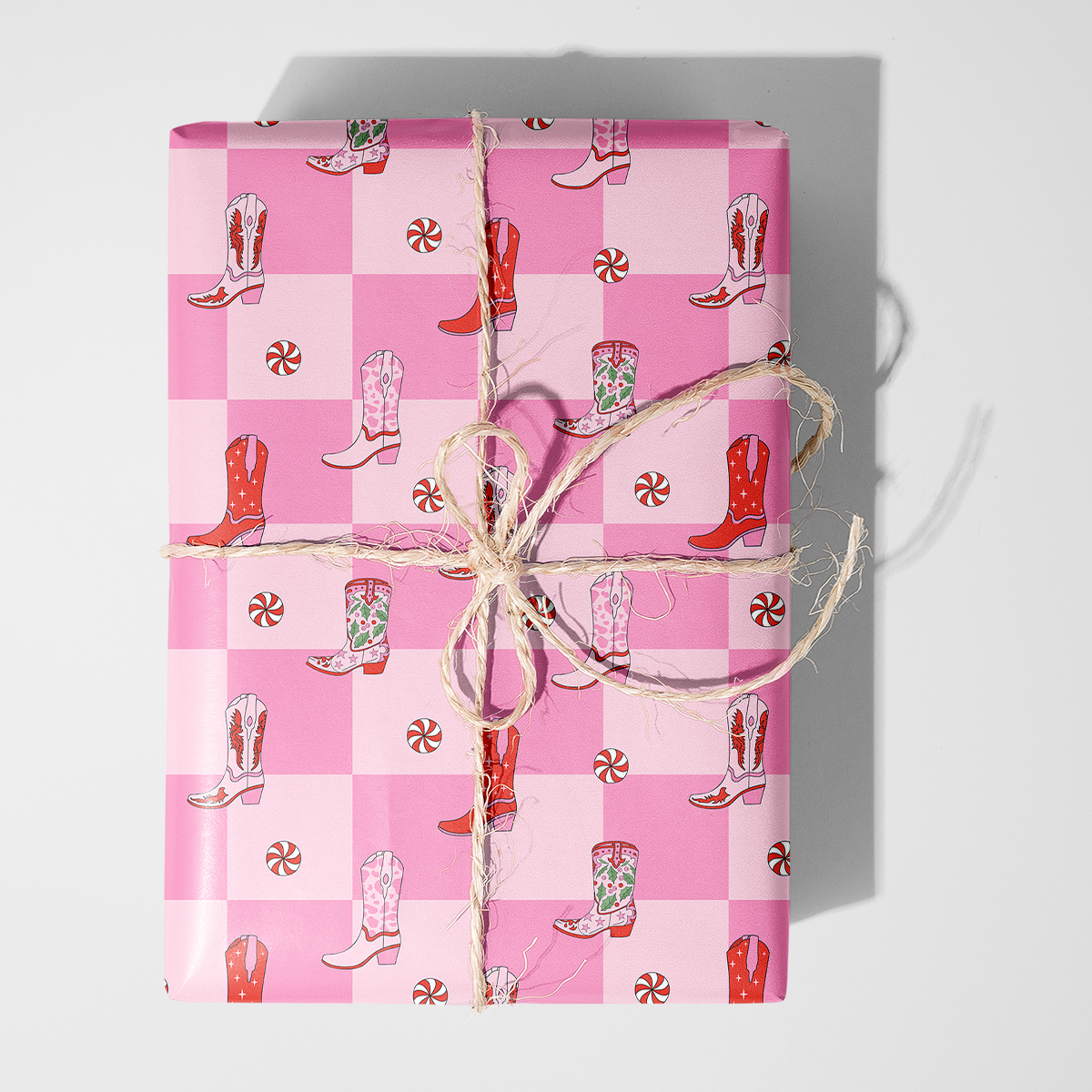Checkered Cowboy Boots Wrapping Paper