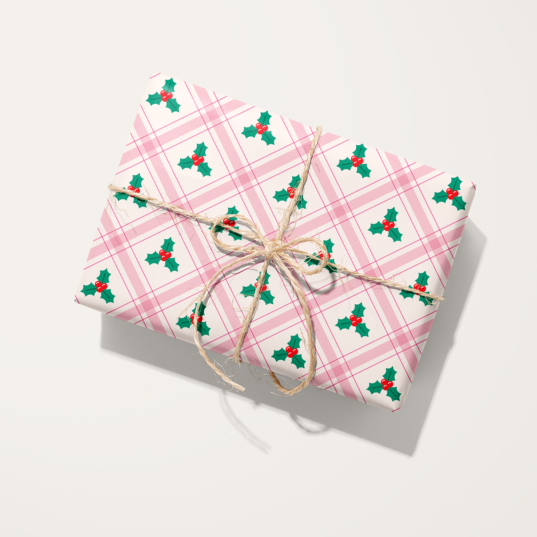 Gingham Mistletoe Wrapping Paper