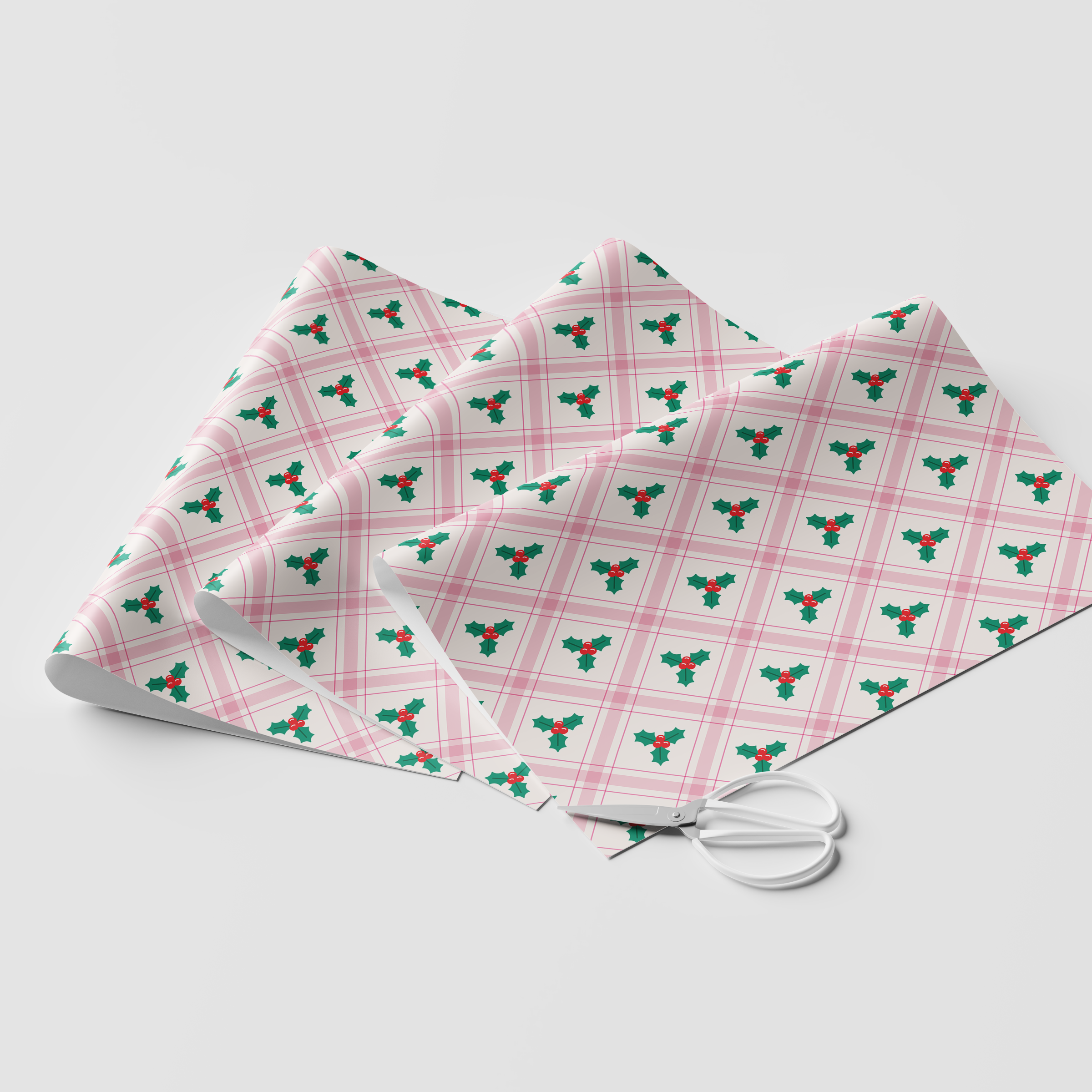 Gingham Mistletoe Wrapping Paper