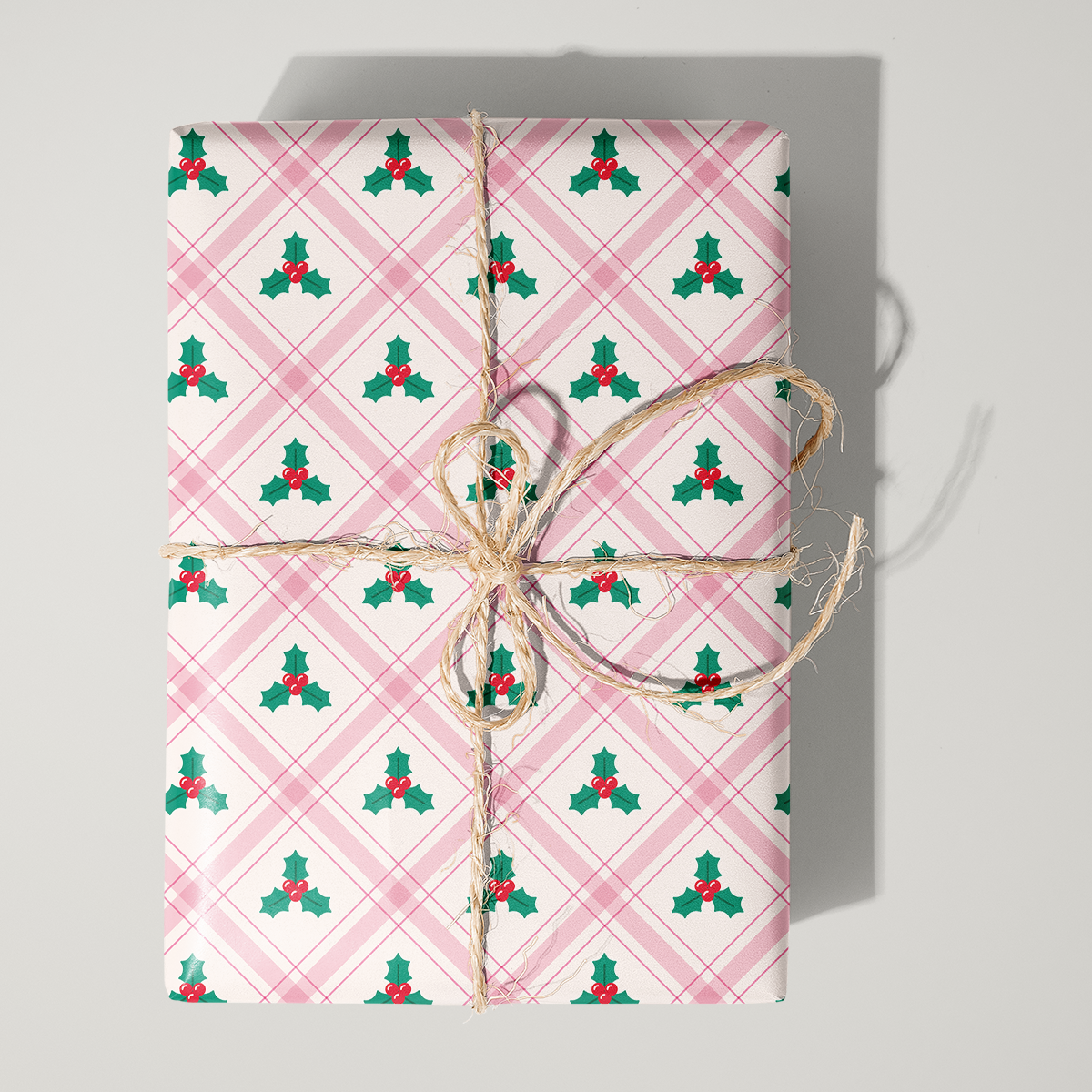 Gingham Mistletoe Wrapping Paper
