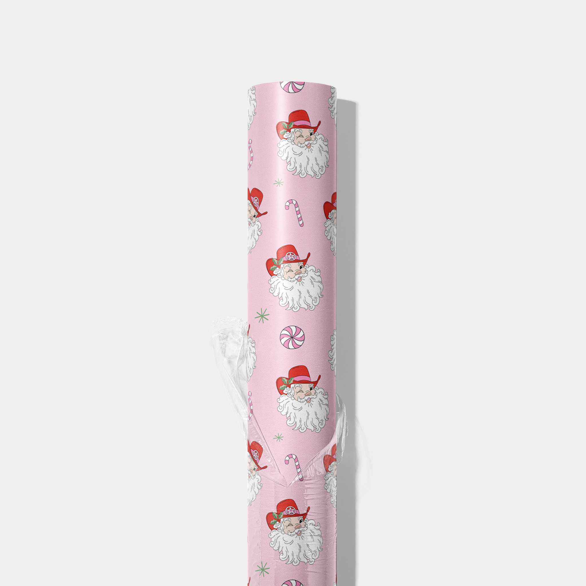 Pink Cowboy Santas Wrapping Paper