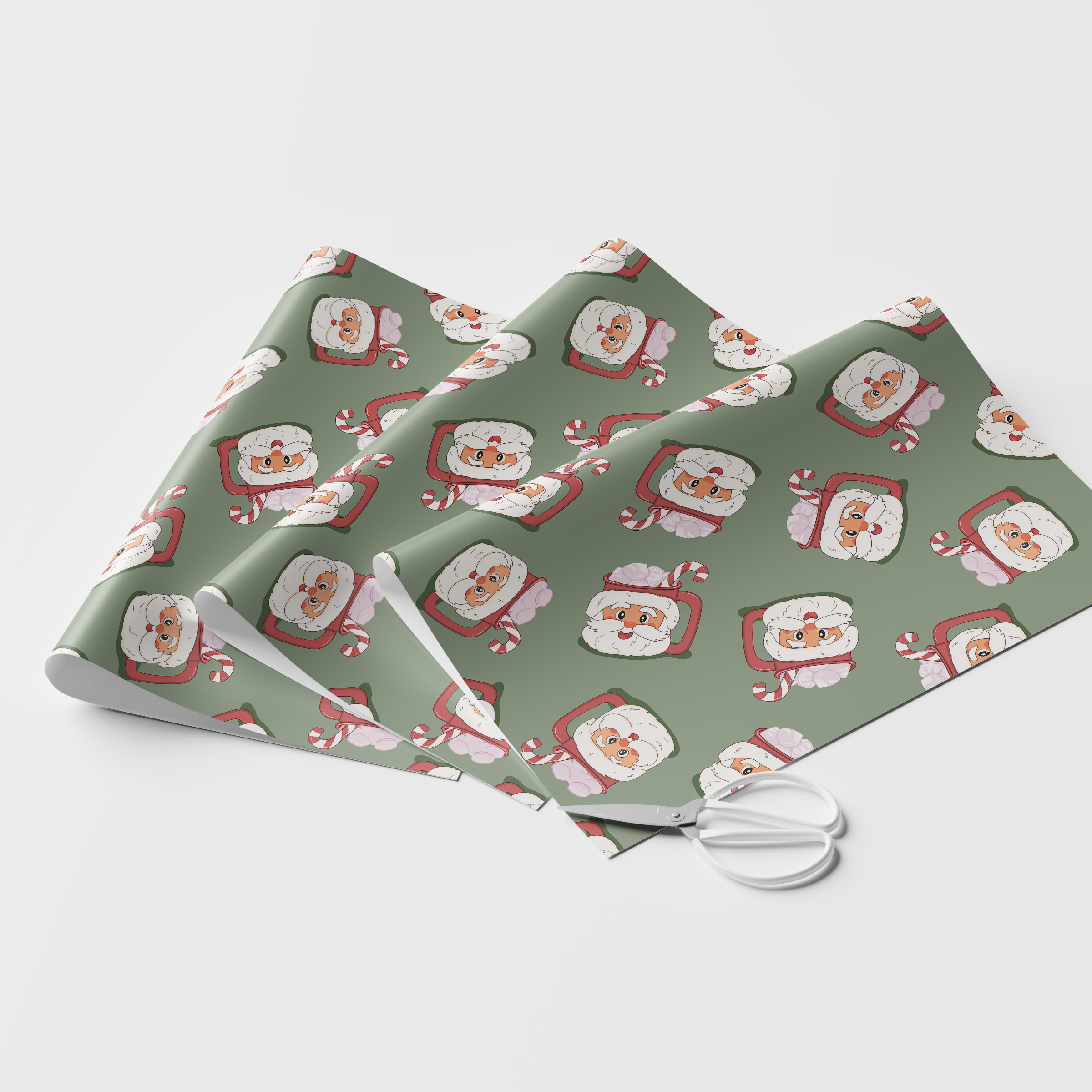 Santa Mugs Wrapping Paper